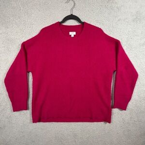 J Crew Extra Soft Pullover Sweater Size L Wool Blend Fuchsia Hot Pink